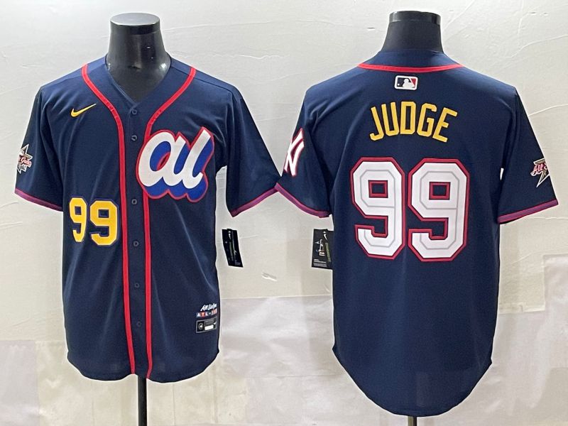 Men 2025 New York Yankees #99 Judge Blue All star Blank Blue Nike MLB Jersey style 5